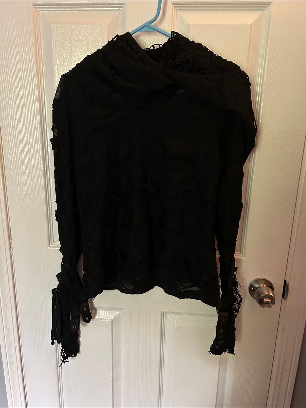 Men's Black Distressed Hoodie